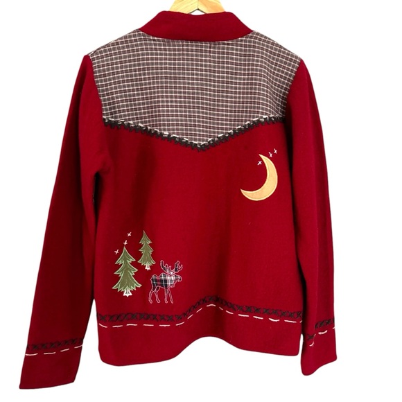 Vintage Coldwater Creek Red Wool Winter Christmas  Cardigan Sweater Size Medium - Picture 7 of 10